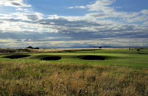 Gullane No 1. 3rd green with bunkers